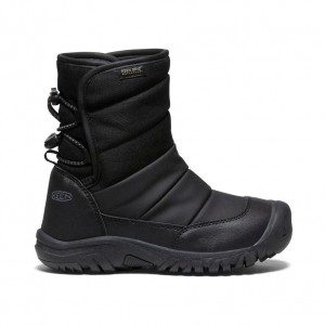 Kozaki Keen Puffrider Waterproof Winter Dziecięce Czarne | DSTCEIW-47